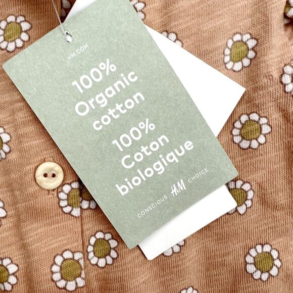 NWT H&M Organic Retro Daisy Floral Romper - Picture 6 of 7
